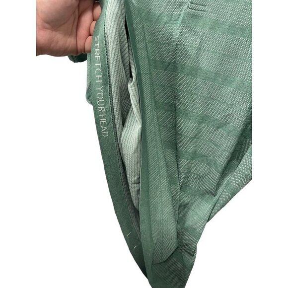 Lululemon Polo Shirt men's Large Green Striped Short Sleeve Stretchy Logo - Picture 5 of 5